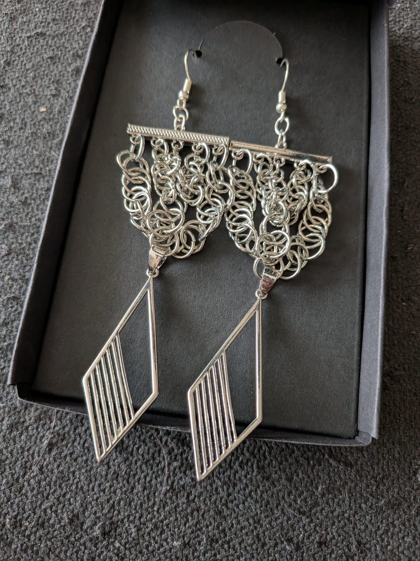 Geometric Silver Costume Earring