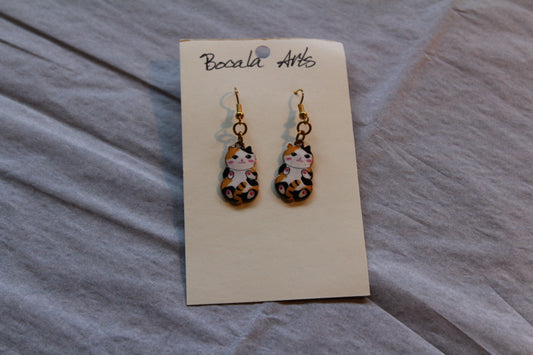 Bellies Up Cat Charm Earrings