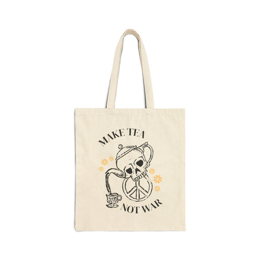 Make Tea Not War Cotton Canvas Tote Bag