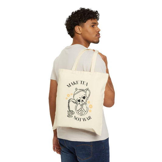 Make Tea Not War Cotton Canvas Tote Bag