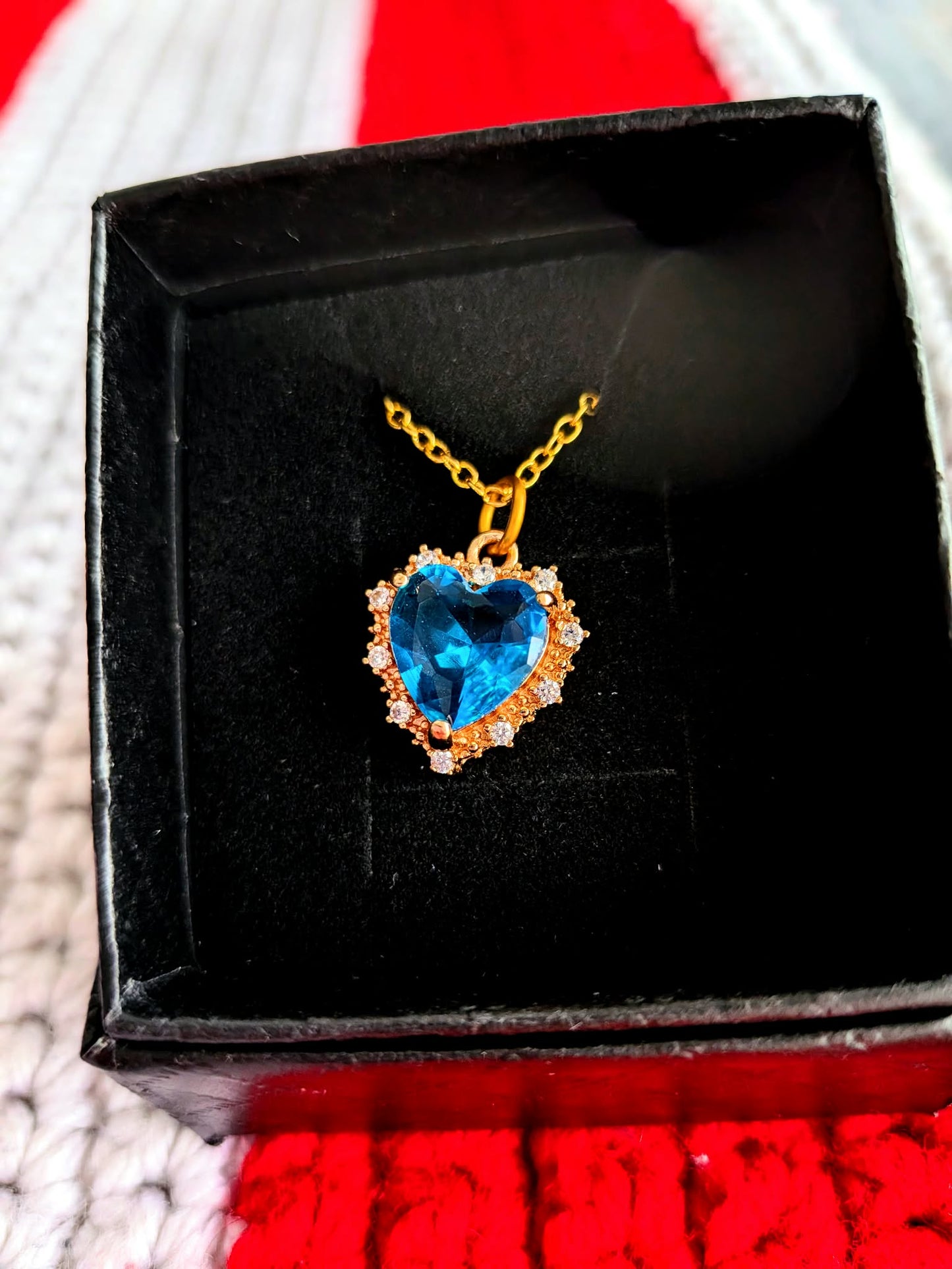 Blue Zicronia Heart Necklace