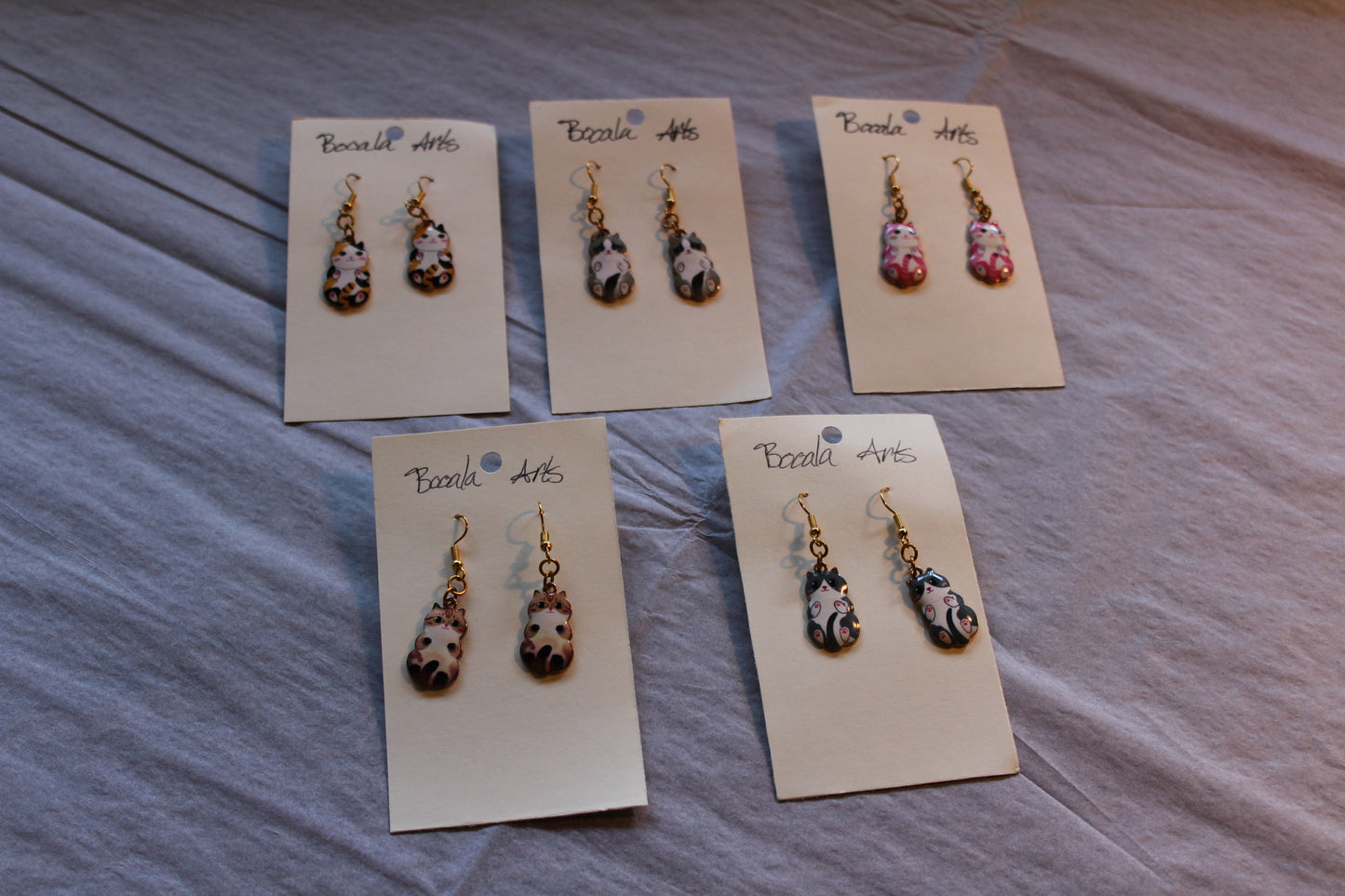 Bellies Up Cat Charm Earrings