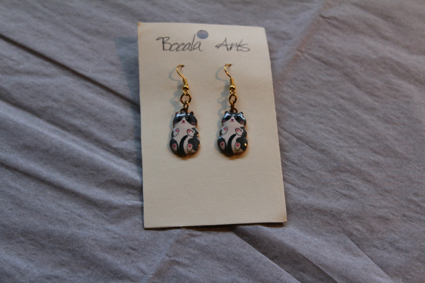 Bellies Up Cat Charm Earrings