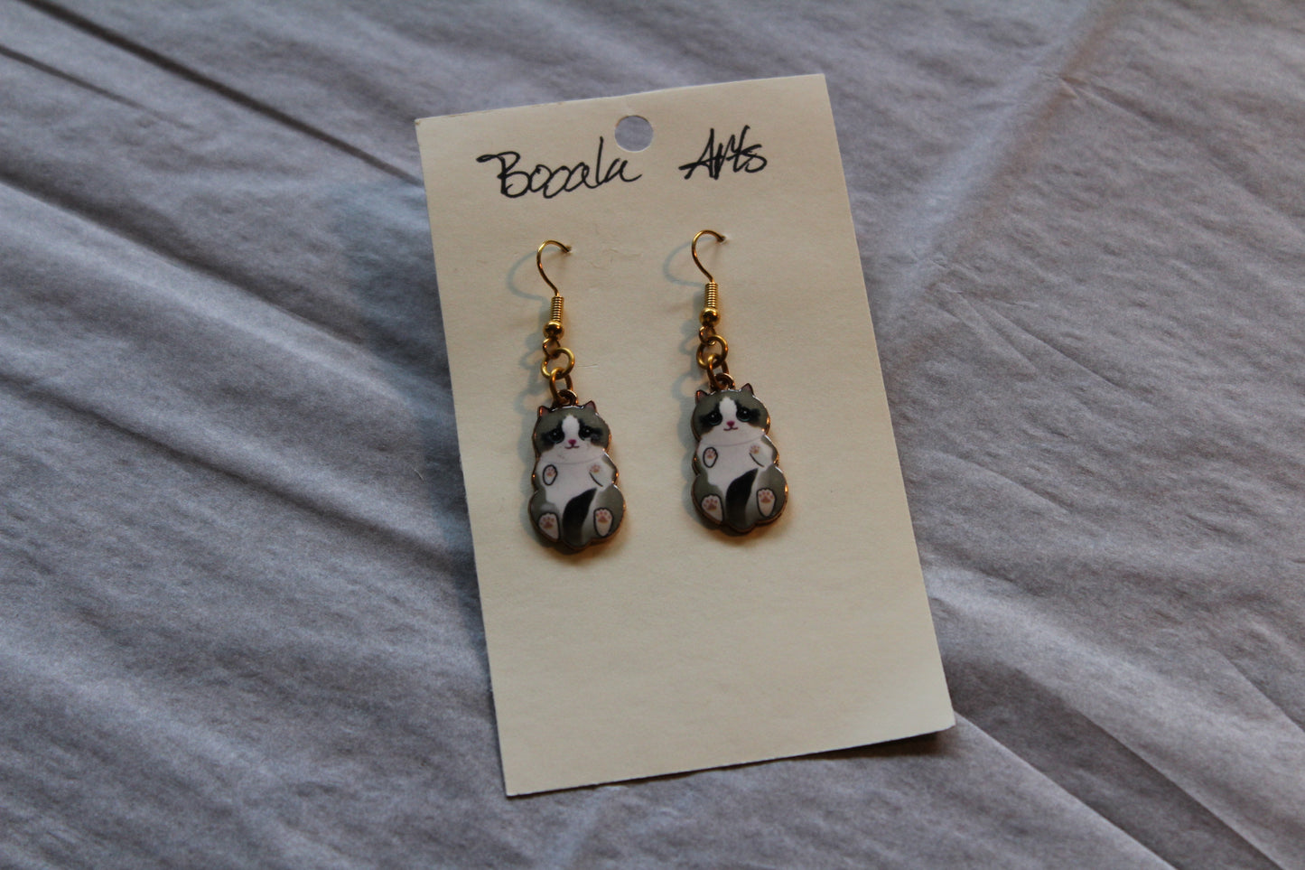 Bellies Up Cat Charm Earrings