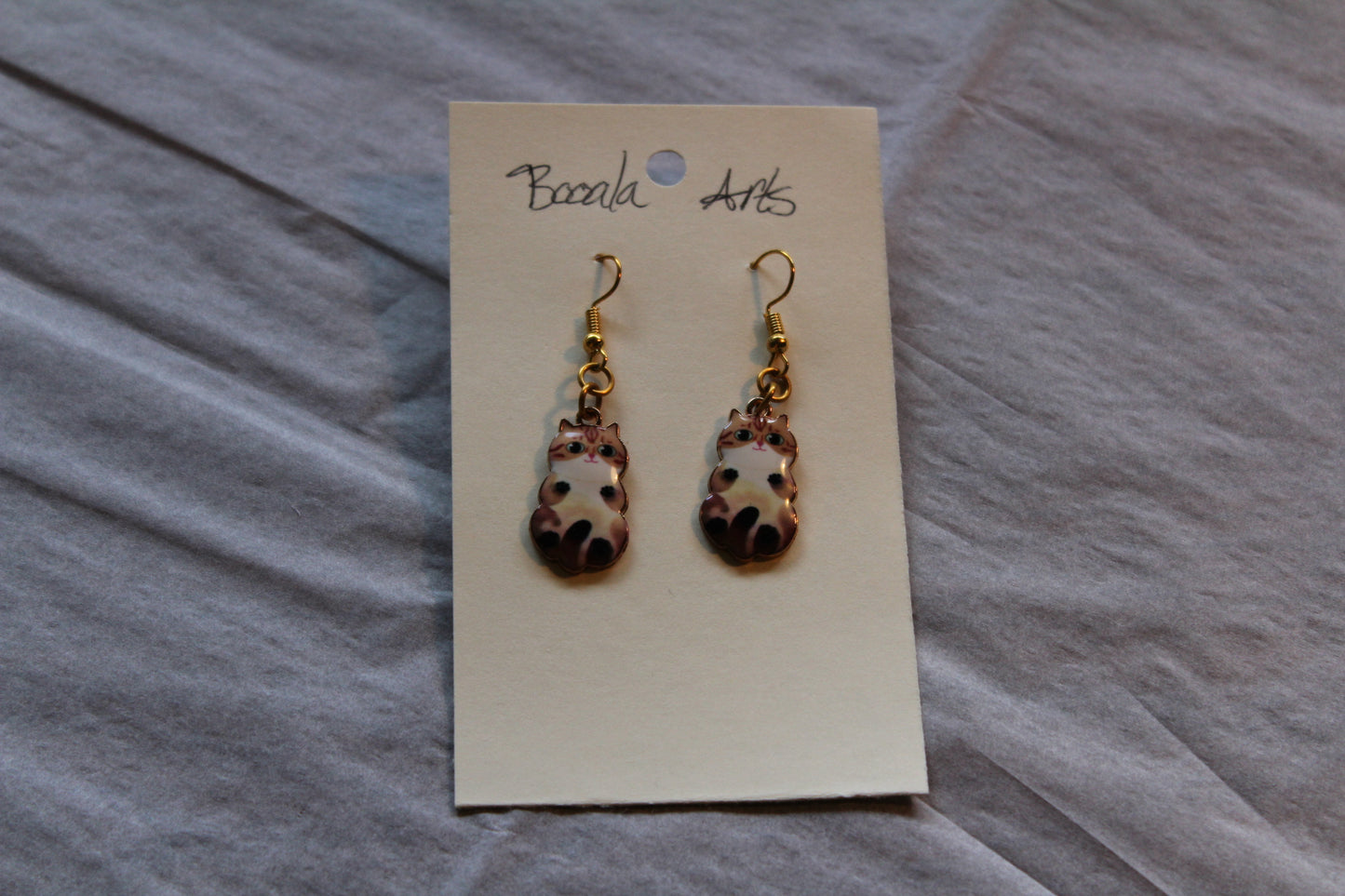 Bellies Up Cat Charm Earrings