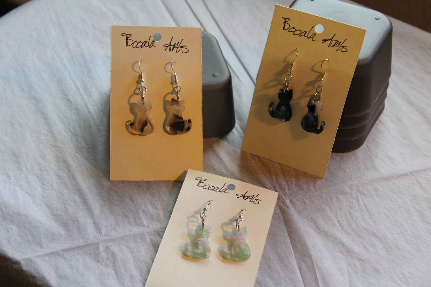 Gemstone Cat Earrings
