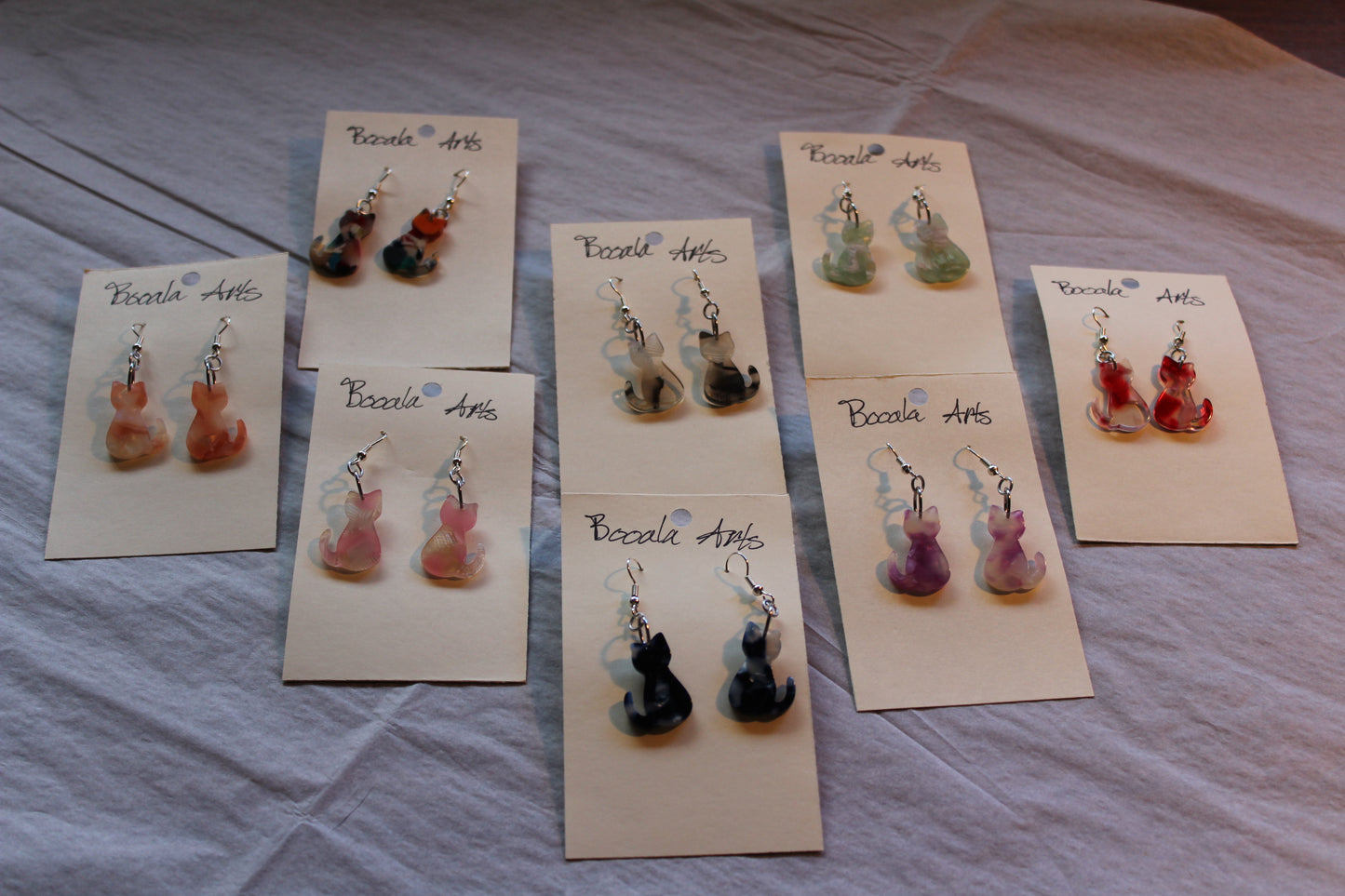 Gemstone Cat Earrings