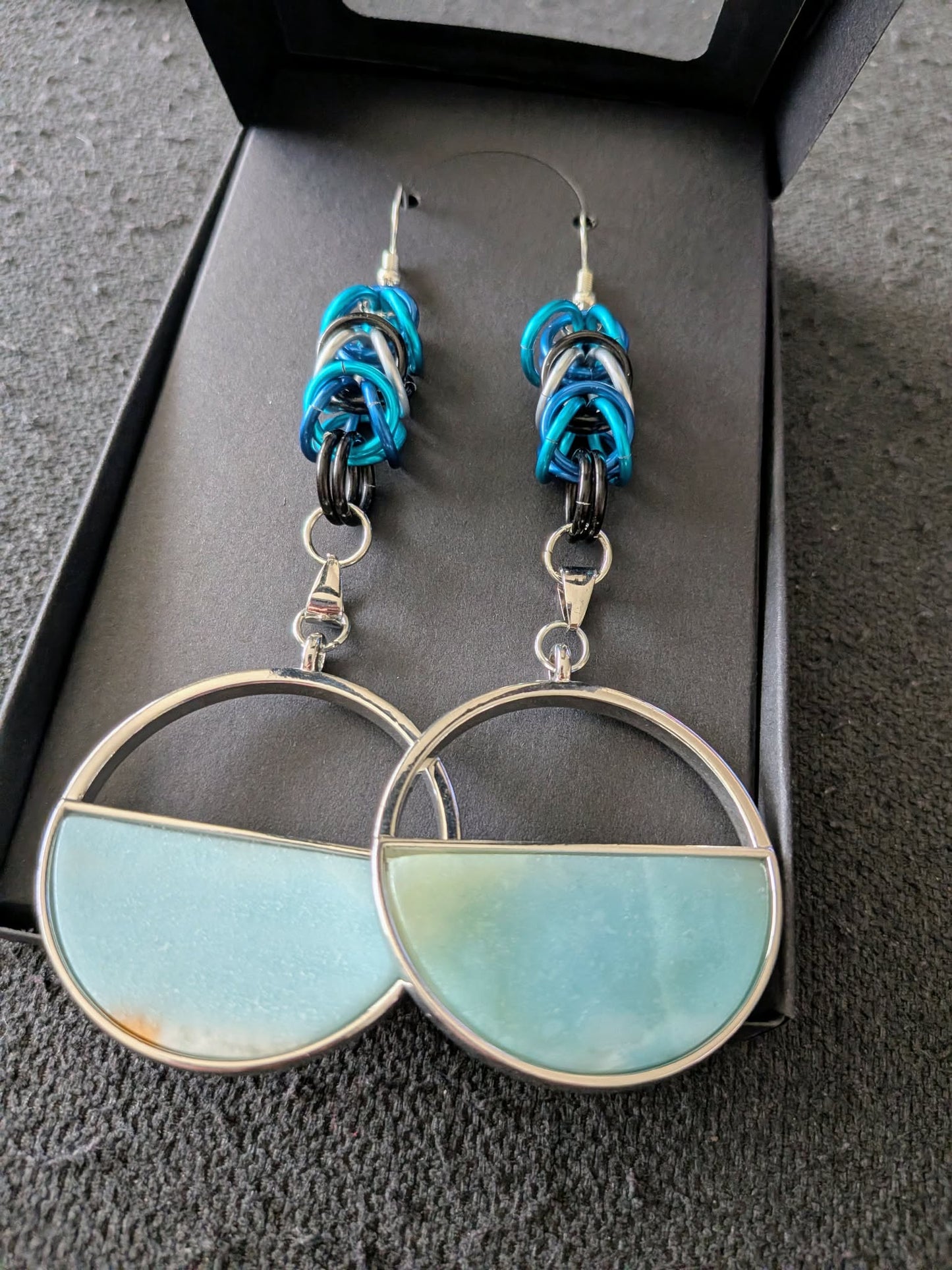 Geometric Blue Costume Earrings