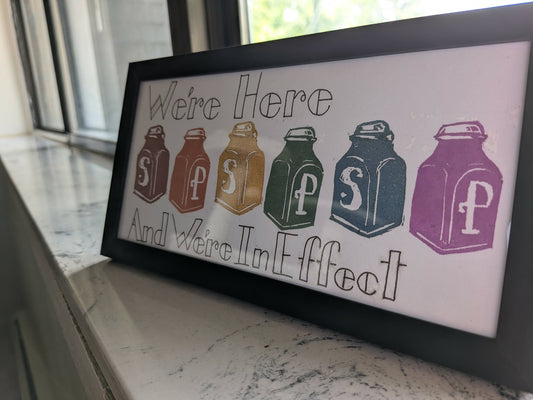 Salt and Pepper Linograph Framed Print